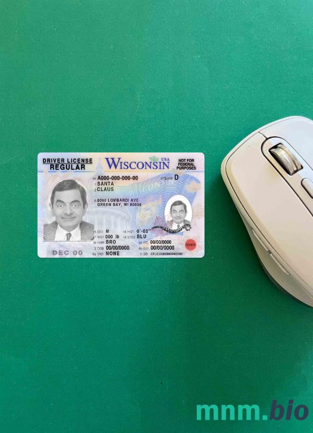 USA Wisconsin prawo jazdy photolook, wygląd skanu i fotorealistyczny, 2 w 1